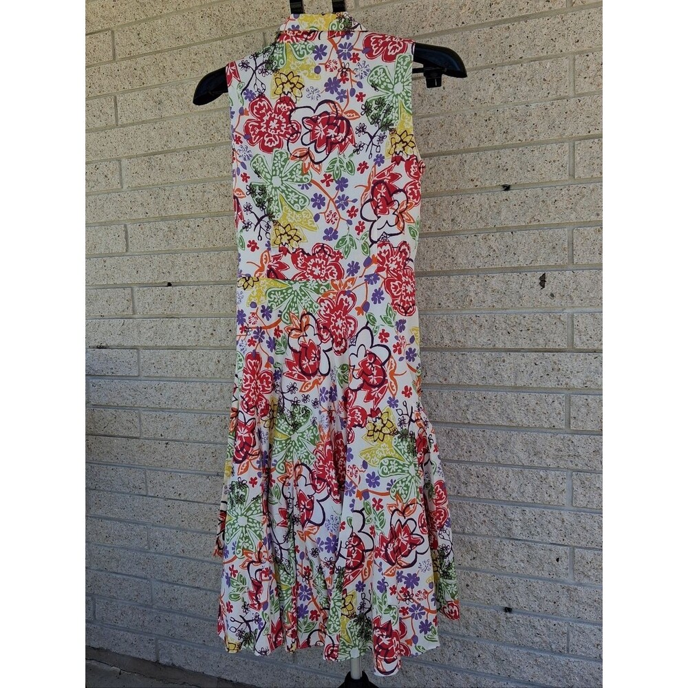 Talbots Dress Floral Collared Sleeveless Belted Summer Size 6 - Picture 5 of 10